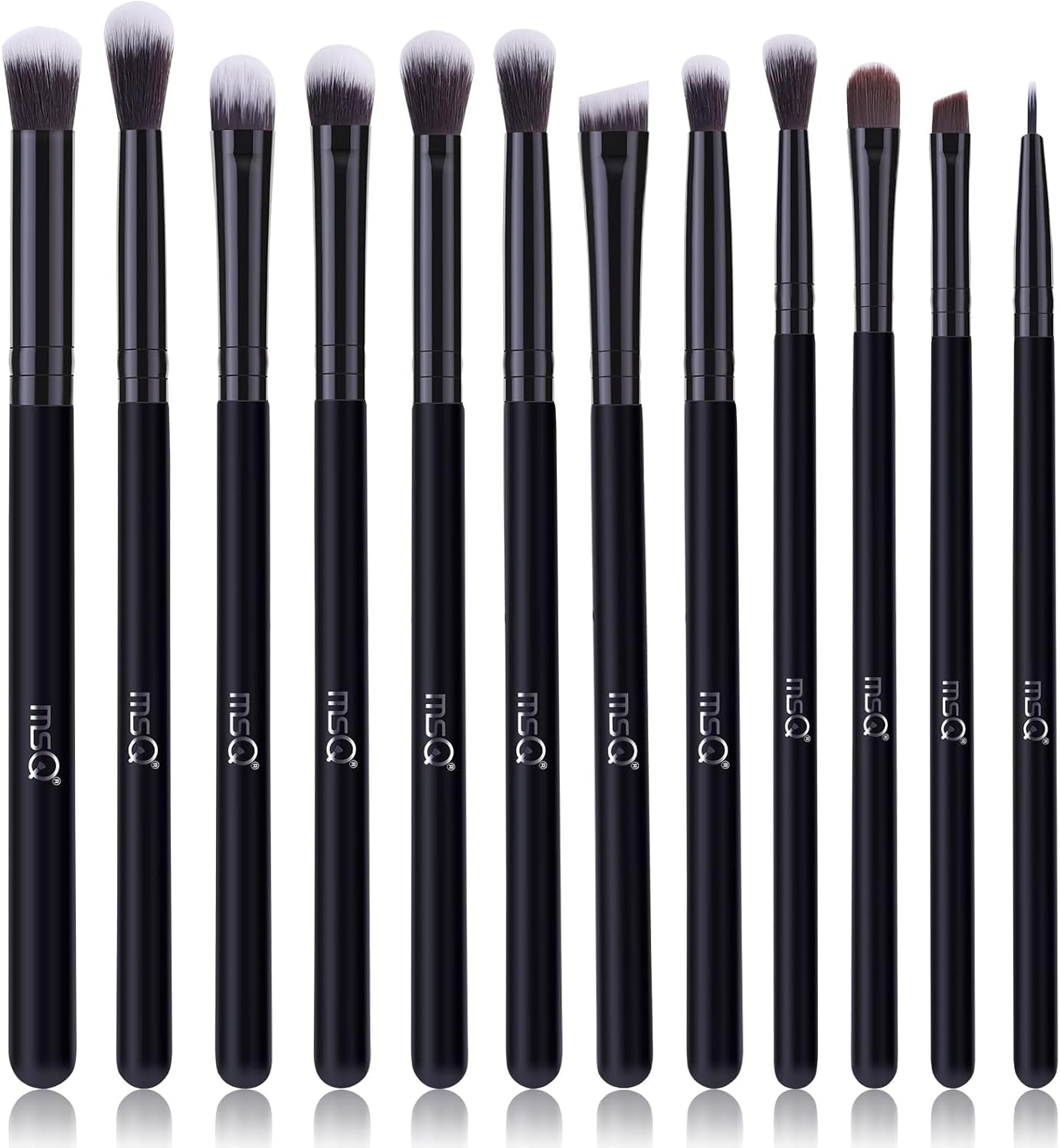 Eyeshadow Brushes 12Pcs Professional Eye Makeup Brush Set,Eye Makeup Brushes Set for Concealer, Eyeliner, Eyelash,Eyebrow, Blending, Contour (Pure Black)