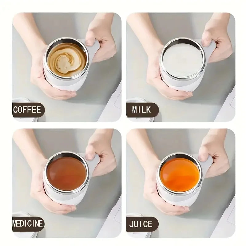 380Ml Automatic Self Stirring Mug Coffee Milk Fruits Mixing Cup Electric Stainless Steel Lazy Rotating Mug Magnetic Stirring Cup