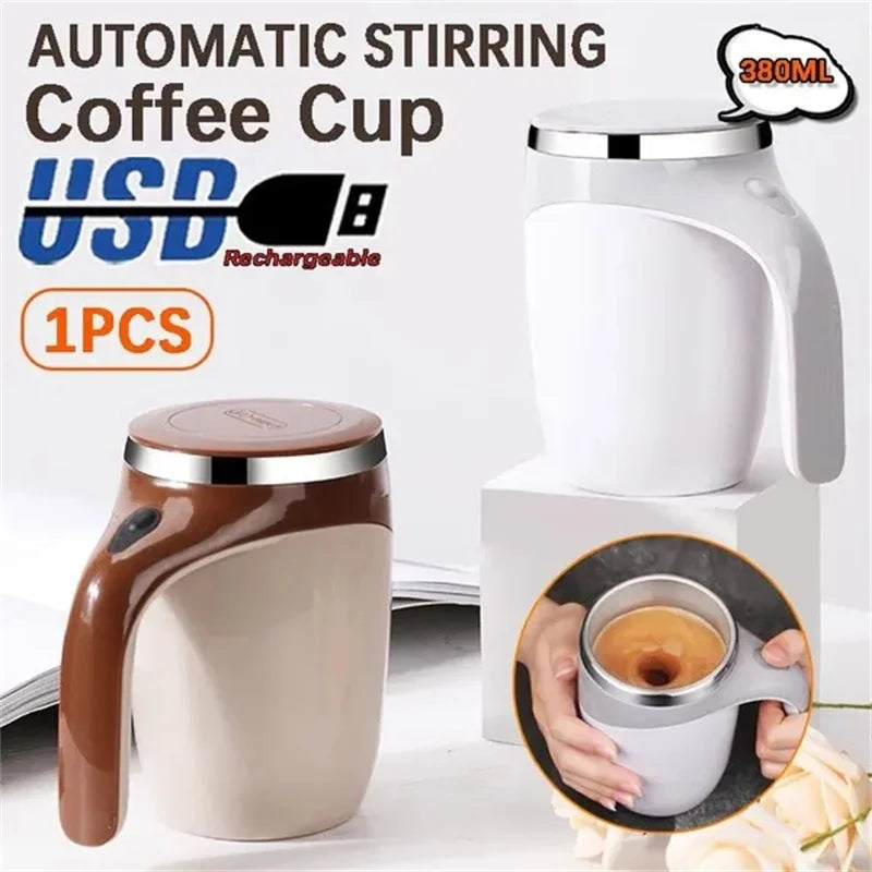 380Ml Automatic Self Stirring Mug Coffee Milk Fruits Mixing Cup Electric Stainless Steel Lazy Rotating Mug Magnetic Stirring Cup