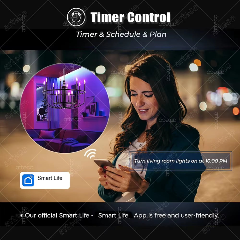 Tuya E27 E14 GU10 Bulb WIFI Zigbee Bluetooth,Dimmable Smart LED Lamp 2700-6500K RGB,LED Light Bulb Work with Alexa Amazon Google