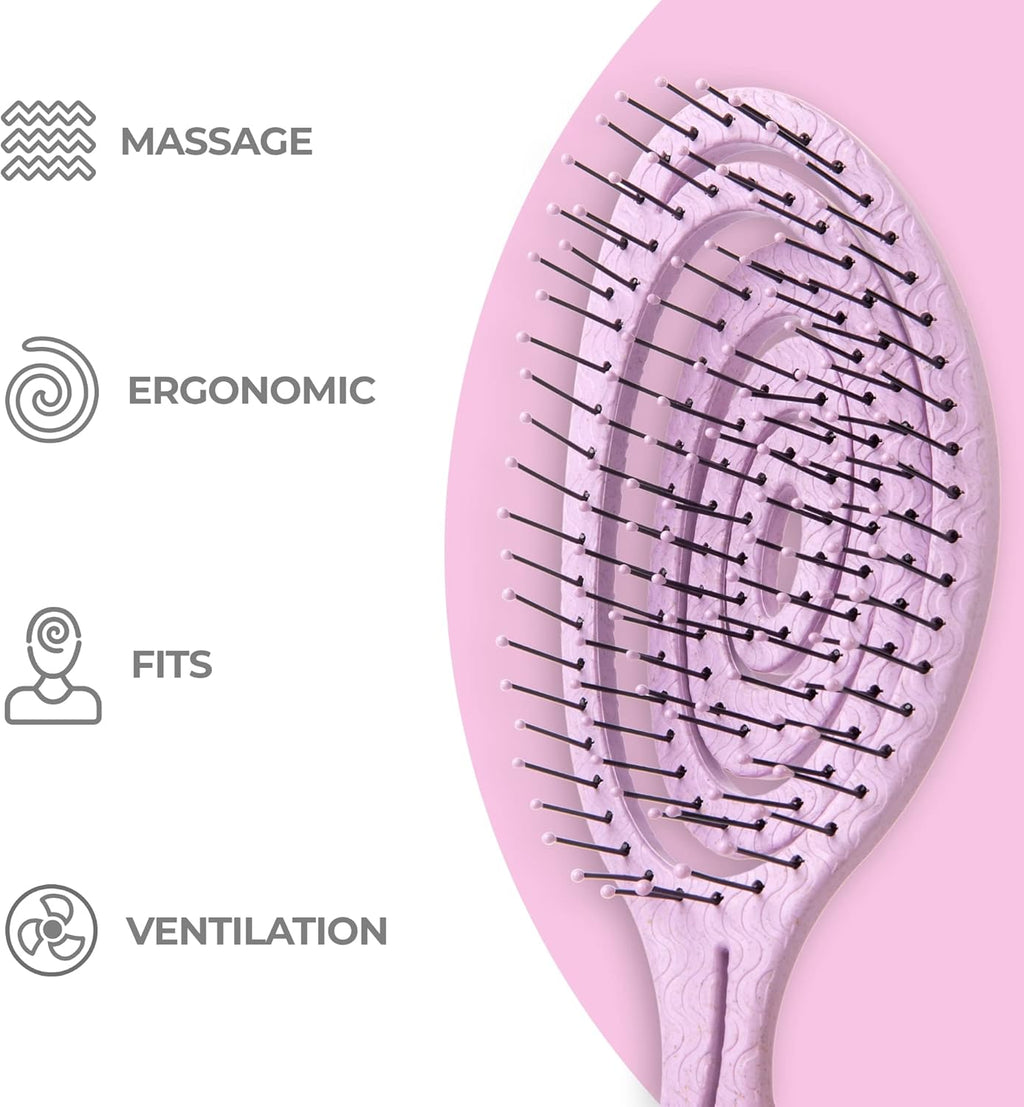 Detangling Hair Brush for Women & Men - Does Not Pull, Removes Tangles, Brushes for Straight, Curly & Wet Hair - Detangle Brush - Unique Spiral Hairbrush, Lilac
