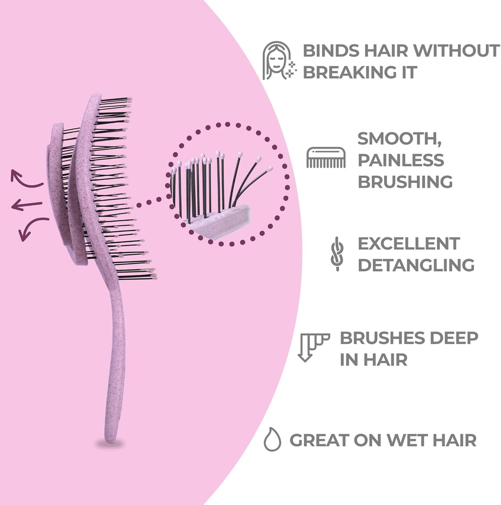 Detangling Hair Brush for Women & Men - Does Not Pull, Removes Tangles, Brushes for Straight, Curly & Wet Hair - Detangle Brush - Unique Spiral Hairbrush, Lilac